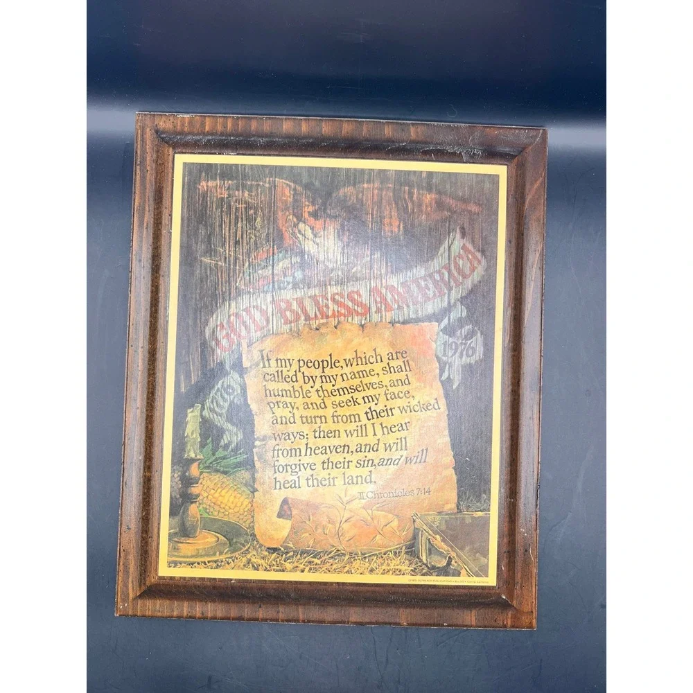 God Bless America Decoupage‎ Wall Art II Chronicles 7:14 Christian Decor 12
